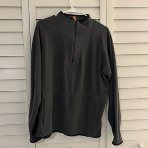 Peter Millar Gray Fleece Quarter-Zip Pullover Large